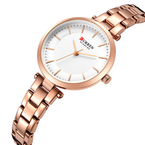 Montre à quartz pour femme Curren 9054, boîtier circulaire en alliage, cadran à aiguilles, résistance à l'eau 30M, boucle déployante simple, tendance - Product Image 4