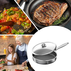 Triply Stainless Steel Frying <b>Pan</b> Non-Stick Coating Gas <b>Induction</b> Cooking 3 Layers Stainless Steel Saute <b>Pan</b> - Product Image 6