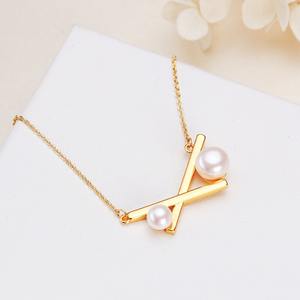 Fournisseur direct du fabricant Collier poutre d'équilibre croisée Zhuji Jewelry Pendentif en perle d'eau douce pour fille Exsudant l'élégance - Product Image 1