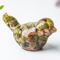 Mini Figurine d'oiseau en cristal de quartz naturel de 30mm Statue d'animal mignon en résine pour la maison, le bureau et l'ornement de décoration Feng Shui