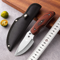 Couteau à lame fixe avec manche en bois massif, nouveau couteau pliant multifonctionnel pour l'extérieur, idéal pour la randonnée et le camping