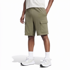 Shorts cargo vert olive pour homme, taille mi-haute, bande élastique, coton respirant, décontractés, avec poches - Product Image 1