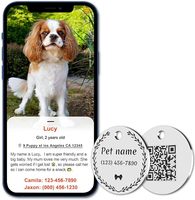 QR Code Pet ID Tags Étiquettes de chien personnalisées gravées personnalisées et étiquettes de chat en acier inoxydable Scanable Pet Location Alert Email Phone