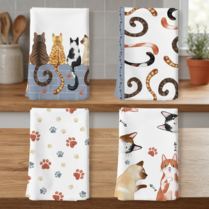 Ensemble de torchons de cuisine rectangulaires absorbants en coton uni à séchage rapide imprimé pour usage domestique - Product Image 1