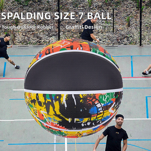 Pallone da Basket Spalding Serie Graffiti - Misura 7 - Arcobaleno/Multicolore - Uso Esterno - Materiale Gomma e PVC - Camera d'Aria in Gomma Butilica - Product Image 2