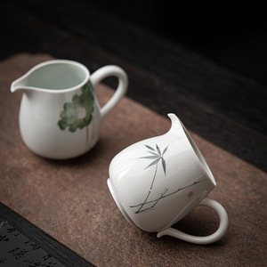 Ceramic Fairness <b>Cup</b> Porcelain Round Hand Painted Lotus Design Kung Fu <b>Tea</b> <b>Set</b> Accessory - Product Image 4