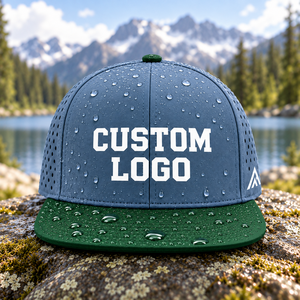 Casquettes de baseball imperméables bicolores de haute qualité, découpées au laser, avec trous respirants, visière plate, impression personnalisée du logo, casquette snapback pour adultes - Product Image 2