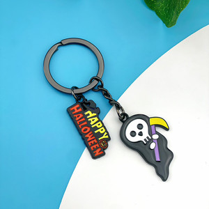 QY Custom Metal Key Chain Set Scary <b>Cute</b> Pumpkin Bat Skeleton <b>Keyring</b> Souvenir Gift for Halloween Gift - Product Image 2