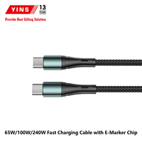 Kabel USB-C Tipe-C 60W/100W/240W Logo Kustom 100cm, Jalinan Nilon, Konduktor Tembaga Murni, Pengisian Cepat 5A untuk Earphone IOS