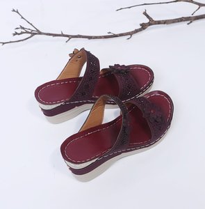Women's Retro Casual Flower Wedge Slippers Cross-Border Trade Plus Size Spring Summer New One-Strap Platform Design - Product Image 6