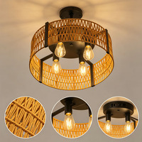 Lampe de plafond en corde de papier faite à la main, style rustique, lampe de plafond décorative pour la maison, pour l'intérieur