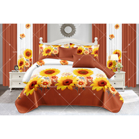 Lot de 12 Pièces Draps de Lit Housse de Couette Rembourrage Coton Luxe Tournesol Ensemble de Literie avec Jeté de Lit et Rideaux Assortis