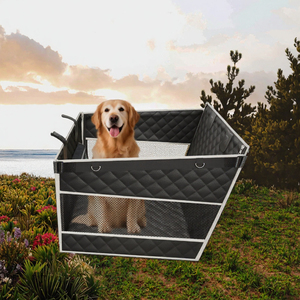 Extenseur de siège arrière monobloc à fond rigide pour chats et chiens avec 2 fenêtres en maille, siège auto pour animaux de compagnie en tissu Oxford imperméable avec poche de rangement - Product Image 3