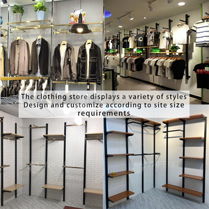 맞춤형 금속 소매 의류 디스플레이 랙 의류 가게 선반 맞춤형 디자인 디스플레이 랙을위한 반짝이는 골드 사이드 - Product Image 3