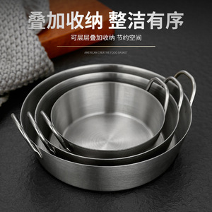 Korean Style 304 Stainless Steel Double Handle Snack Plate Gold Commercial <b>Sauce</b> Condiment Pickle Cold Dish Plate - Product Image 3