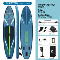 TIDETREK 350*83*15cm Planche de paddle gonflable tout usage en PVC personnalisée, planche de paddle portable, planche de surf, paddle surf