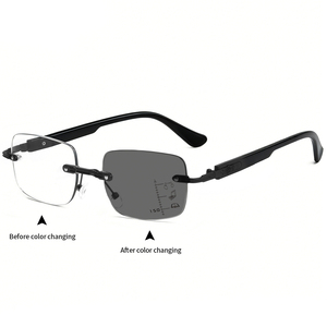 Lunettes de lecture sans monture pour hommes, lunettes multifocales <span class=keywords><strong>progressives</strong></span>, lunettes anti-lumière bleue photochromiques pour femmes, lunettes optiques - Product Image 2