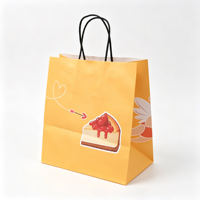 Sac en papier kraft personnalisé écologique avec poignée torsadée pour emporter, emballage pour la restauration rapide, gâteaux au fromage, tiramisu, sac de transport pour restaurant