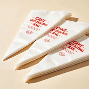 100 pièces/sac, Tailles S M L, Poches à douille jetables à soufflet latéral en PE de qualité alimentaire pour la décoration de gâteaux, glaçages, fondants et crèmes - Product Image 1