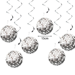 Decoraciones para Fiesta Disco, Bola de <span class=keywords><strong>Discoteca</strong></span> Plateada, Serpentinas Colgantes, Decoración de Techo Estilo Años 70 para Fiestas Hippies - Product Image 2