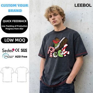 T-shirts en jersey 100 % coton pour hommes, col rond, vente en gros, logo personnalisé, style décontracté avec surpiqûres rouges, écologiques - Product Image 1