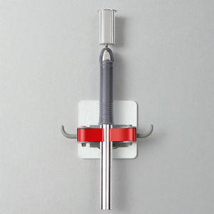 Wandmontage enkelvoudige ABS+TPE antislip stevige haak voor bezem en mop, zelfklevende houder, keuken badkamer opbergrek - Product Image 1