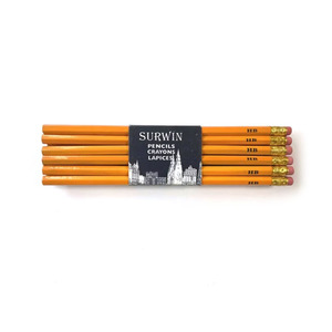 Crayon hexagonal HB jaune personnalisable Surwin pour la rentrée scolaire # 2 crayons en bois avec gomme pour enfants, modèle 505 - Product Image 6
