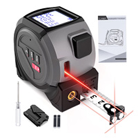 Mètre laser 3-en-1 : Niveau laser, ruban à mesurer laser 5M avec fonctions Pythagore, mesure de surface et de volume (unités M/ft/in)