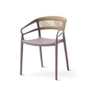 <span class=keywords><strong>Chaise</strong></span> <span class=keywords><strong>de</strong></span> salle à manger en plastique <span class=keywords><strong>terracotta</strong></span> empilable <span class=keywords><strong>de</strong></span> qualité commerciale pour l'extérieur avec design en sangle tressée - Product Image 3