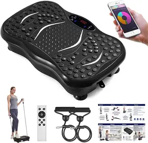 Factory Direct Crazy Fit Massage Vibration Plate Exercise Machine Foot Magnet Fitness Platform with Loop Bands and Bluetooth