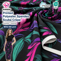 Tela de crepé de poliéster y spandex estampada, resistente a las arrugas, con fuerte recuperación de forma, venta al por mayor para faldas de corte A y lápiz.