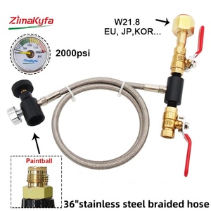 CO2 Refill <b>Charging</b> <b>Adapter</b> 36" Stainless Steel Braided Air Hose W21.8 Carbon Dioxide Tank Filling G1/2 Bottle Canister 2000PSI - Product Image 4