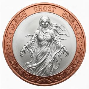 Moneda de cobre de doble tono con diseño de espíritu fantasma femenino para decoración sobrenatural, regalo y colección numismática - Product Image 1
