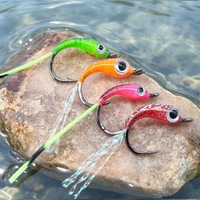 Lot de 5 mouches de pêche sur glace en boîte, taille 6 #   Leurre Scud Nymph avec Hot Spot et Flash Tinsel pour la pêche au Panfish, à la Truite et à la Perche en Finesse
