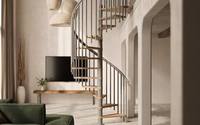 Escalier en colimaçon moderne et élégant en acier inoxydable blanc pour hôtel, respectueux de l'environnement