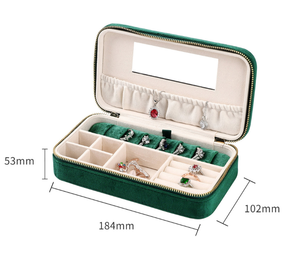 Portable Rectangle Velvet Jewelry Case Wholesale Exquisite Travel Storage <b>Box</b> for Earrings Rings with Custom Logo - Product Image 2