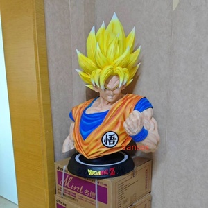 Busto de Resina de Super Saiyan Goku, Figura Coleccionable de <span class=keywords><strong>Dragon</strong></span> <span class=keywords><strong>Ball</strong></span> Z Pintada a Mano con Base de Exhibición con Logotipo - Product Image 1