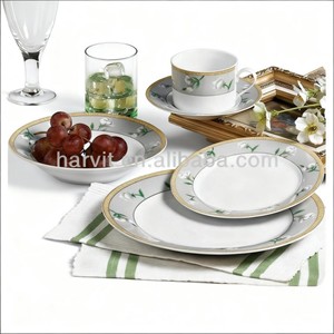 <span class=keywords><strong>20</strong></span> pièces HARVIT – Services <span class=keywords><strong>de</strong></span> vaisselle en porcelaine à bord doré, design classique, compatibles lave-vaisselle et micro-ondes, assiettes et soupières <span class=keywords><strong>de</strong></span> haute qualité - Product Image 3