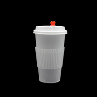 Gobelet à thé Boba jetable en PP transparent, antidérapant, ondulé, en plastique, avec manchon de transport CS01, rond