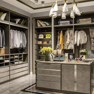 Armoire contemporaine en bois aluminium ensemble de meubles de chambre à coucher en bois armoire personnalisée vestiaire ambulant - Product Image 3