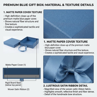 Ensemble d'emballages de luxe sur mesure pour soins de la peau bleus avec boîte cadeau rigide à couvercle personnalisé et garniture en raphia