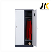 Armoire de rangement métallique durable pour personnel, armoire de bureau en acier à 2 portes, armoire de rangement pour employés avec serrure à clé