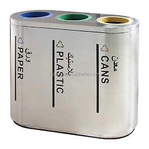 Poubelle en acier inoxydable à 3 compartiments, 60L, poubelle de recyclage pour usage intérieur et extérieur, pour bureau, aéroport, poubelle publique - Product Image 6