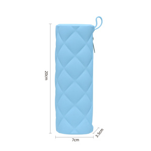 Diamond Zipper <b>Makeup</b> Bag 20cm X 7cm X 3.5cm Portable Cosmetic <b>Case</b> For Travel Storage Sky Blue - Product Image 1