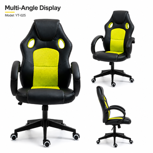 Chaise de jeu Moonki à dossier haut avec accoudoirs réglables et soutien lombaire, chaise de bureau pivotante en cuir PU pour bureau d'ordinateur - Product Image 4
