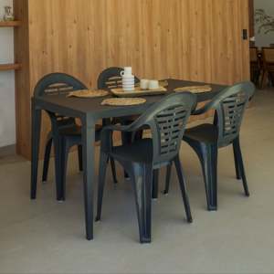 Silla Menorca - Pack de 6 unidades Sillas de exterior apilables y de alta calidad - grafito - Product Image 3