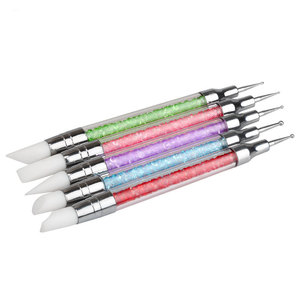 Pinceau à ongles double tête, double usage, fibres artificielles, manche en plastique, stylo de gaufrage, stylo de précision, aiguille de précision, lot de 5 - Product Image 4