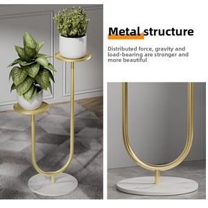 Porte-fleurs en fer doré en forme de U, sur pied, style simple, pour salon, support de rangement pour plantes <span class=keywords><strong>d</strong></span>'<span class=keywords><strong>intérieur</strong></span> - Product Image 3