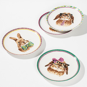 Plato de Cerámica Pintado a Mano con Diseño de Conejo de Dibujos Animados, Plato de Postre Creativo de Acuarela de 8 Pulgadas - Product Image 3