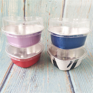 Petite moule à cupcakes jetable en aluminium 100 ml en forme de cœur, <span class=keywords><strong>plat</strong></span> à gâteau en aluminium coloré avec couvercle en plastique - Product Image 5